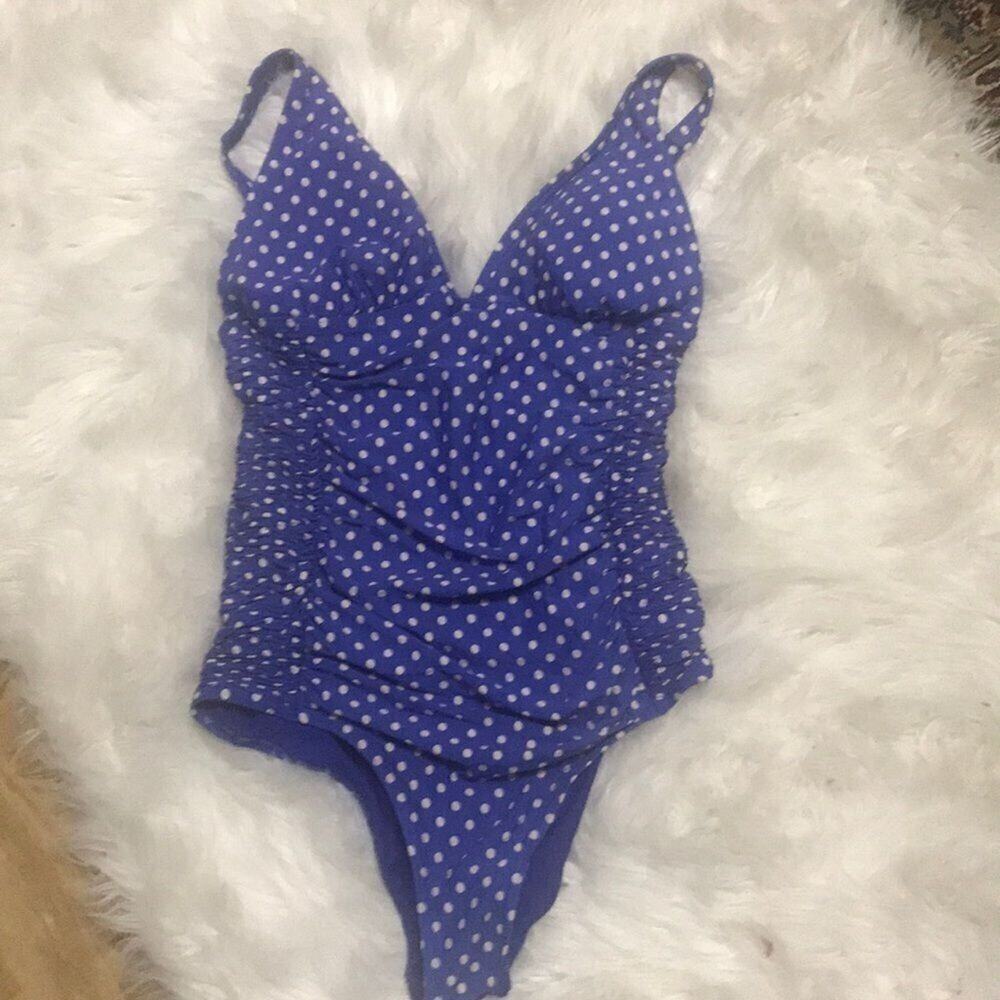 M &S POLKA DOTS BLUE MIX SWIMSUIT SIZES 14